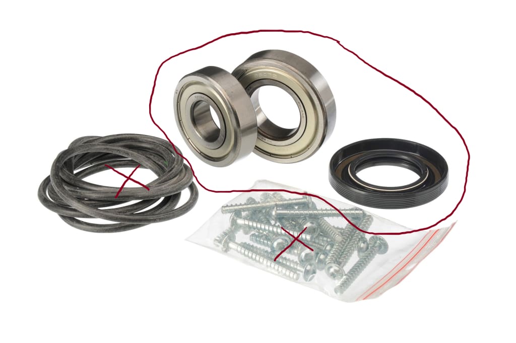 00619809 Bosch Front Loader Washing Machine Bearings & Seal Set (No Packing Seal or Screws)