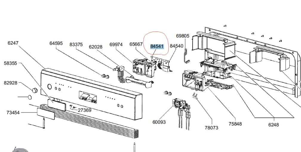 811651238 Smeg Dishwasher Upper PCB Function / Options Display Board